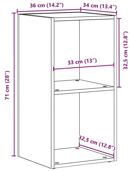 Fekete tölgy szerelt fa LP tárolódoboz 71x34x36 cm
