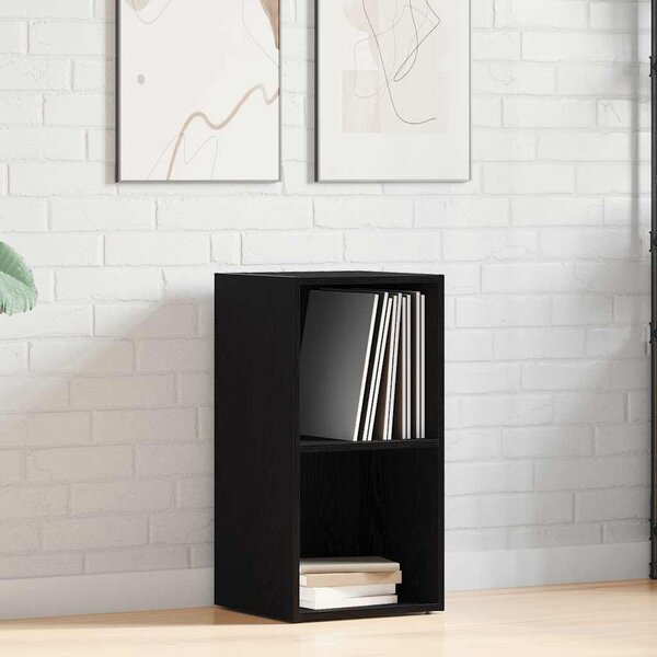 Fekete tölgy szerelt fa LP tárolódoboz 71x34x36 cm