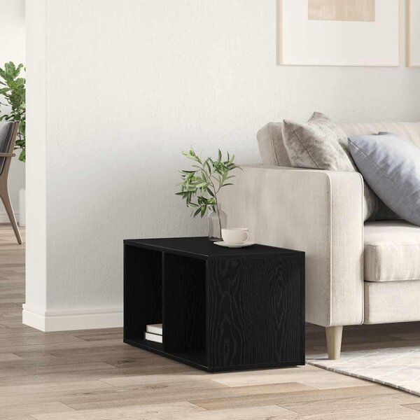 Fekete tölgy szerelt fa LP tárolódoboz 71x34x36 cm