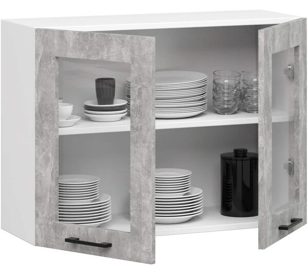 Fali vitrinek 80 cm VERMINA - fehér / beton