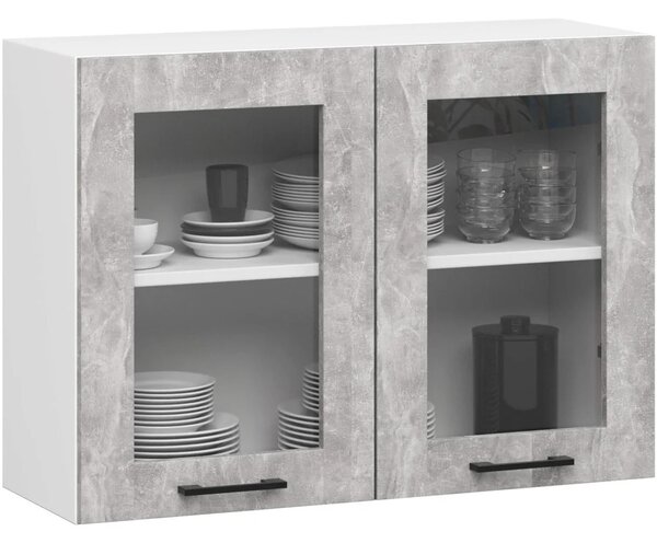 Fali vitrinek 80 cm VERMINA - fehér / beton