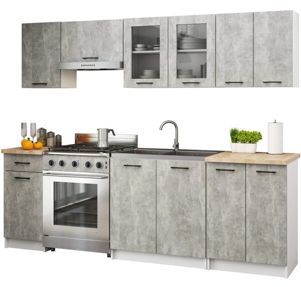 Fali vitrinek 80 cm VERMINA - fehér / beton
