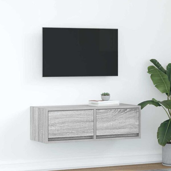 Szürke sonoma színű szerelt fa TV-szekrény 80x31x25,5 cm