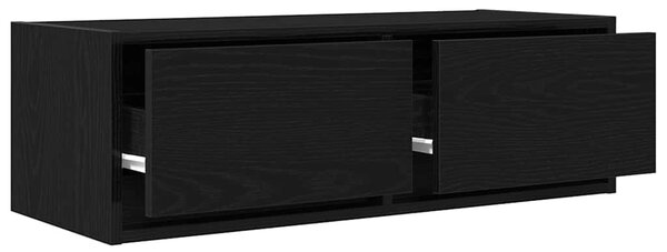 2 db fekete tölgy színű szerelt fa TV-szekrény 80x31x25,5 cm
