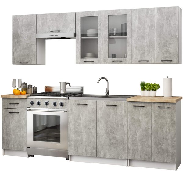 Felső vitrines szekrény 80 cm VERMINA - fehér / beton