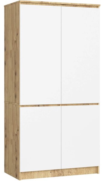 Négyajtós gardróbszekrény 90 cm LOTA - artisan tölgy / fehér
