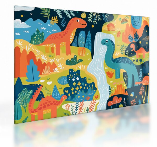 Üveg kép - Vidám dinoszauruszok (70x50 cm)