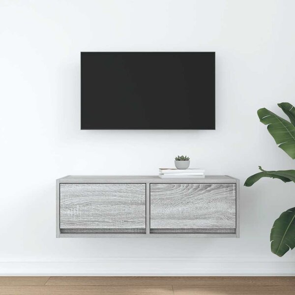 Szürke sonoma színű szerelt fa TV-szekrény 80x31x25,5 cm