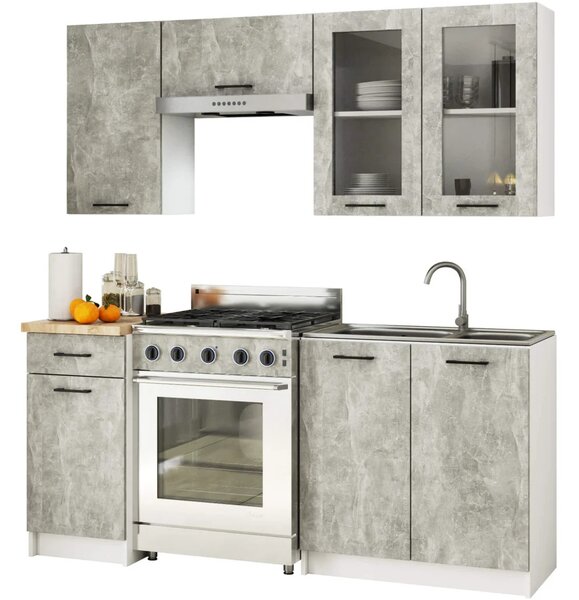 Felső vitrines szekrény 80 cm VERMINA - fehér / beton