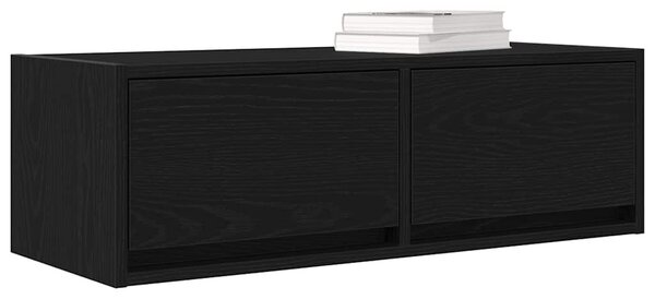 2 db fekete tölgy színű szerelt fa TV-szekrény 80x31x25,5 cm