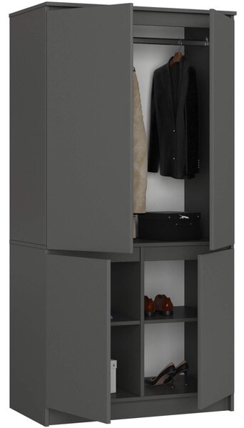 Négyajtós szekrény 90 cm LOTA - szürke