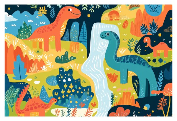Kép - Vidám dinoszauruszok (90x60 cm)