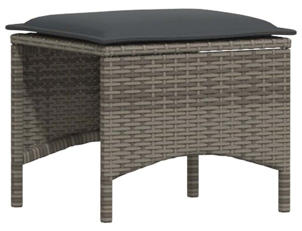 4 részes szürke polyrattan kerti ülőgarnitúra párnákkal L-alakú