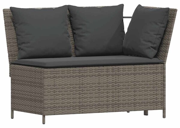 4 részes szürke polyrattan kerti ülőgarnitúra párnákkal L-alakú