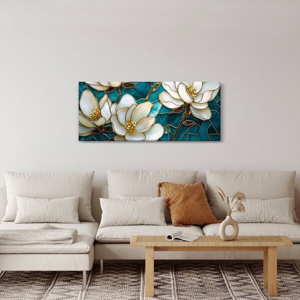 Kép - Ólomüveg magnóliával (120x50 cm)