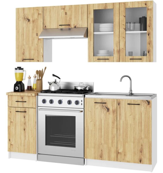 Felső vitrines szekrény 80 cm VERMINA - fehér / artisan tölgy