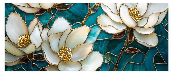 Kép - Ólomüveg magnóliával (120x50 cm)
