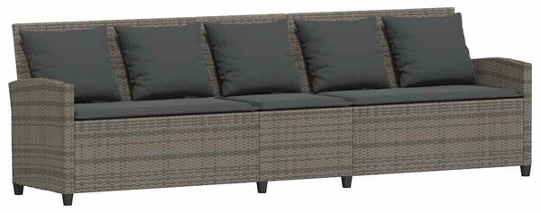 4 részes szürke polyrattan kerti ülőgarnitúra párnákkal L-alakú