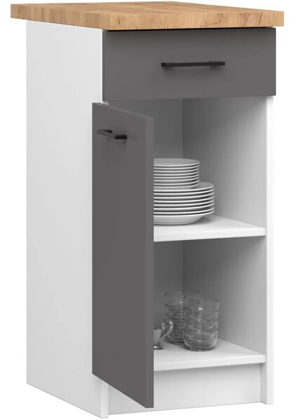 Alsó konyhaszekrény 40 cm VERMINA fiókkal - fehér / szürke