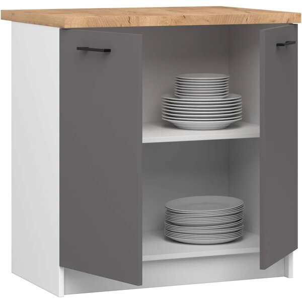 Alsó konyhaszekrény 80 cm VERMINA - fehér / szürke