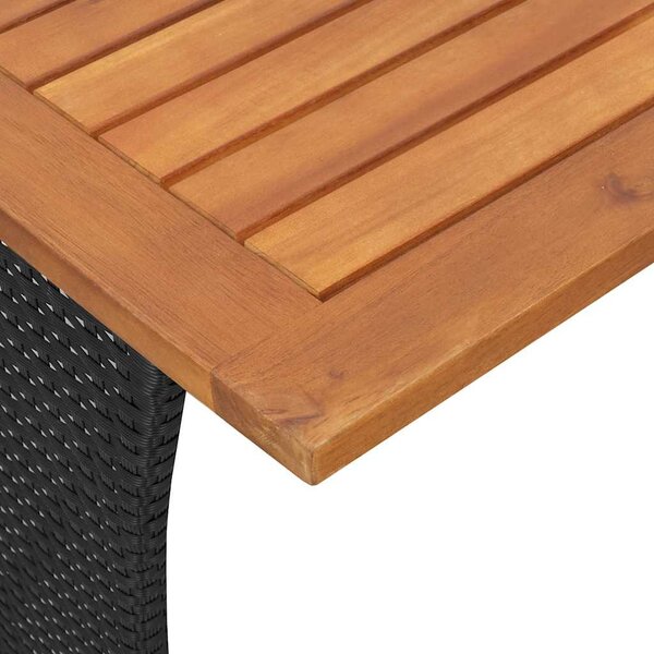 5 részes fekete polyrattan kerti kanapészett párnákkal