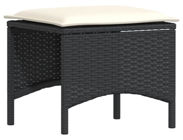 5 részes fekete polyrattan kerti kanapészett párnákkal