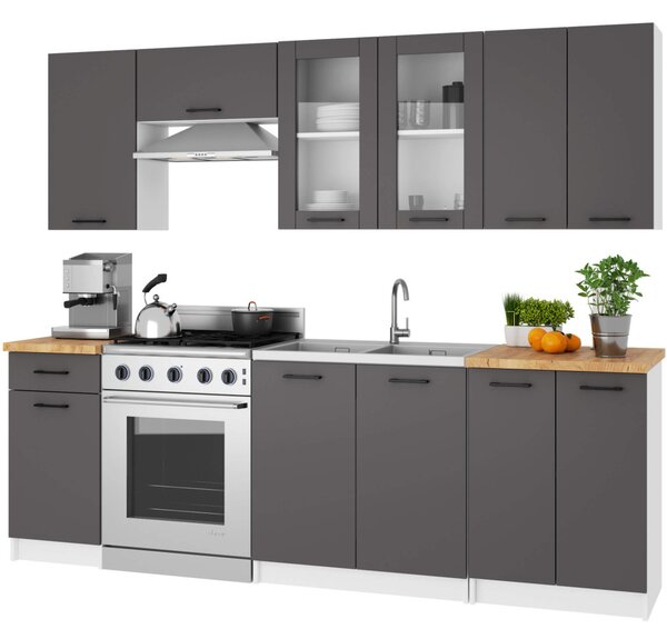 Felső vitrines szekrény 80 cm VERMINA - fehér / szürke