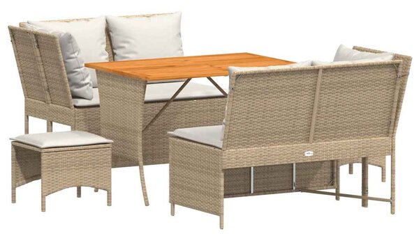 5 részes bézs polyrattan kerti ülőgarnitúra párnákkal