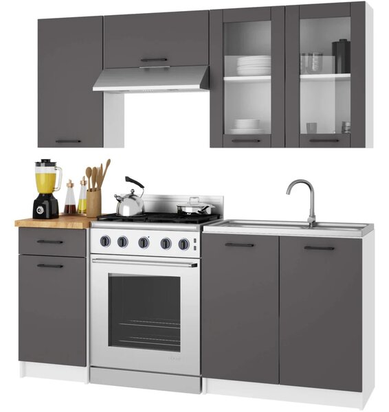 Felső vitrines szekrény 80 cm VERMINA - fehér / szürke