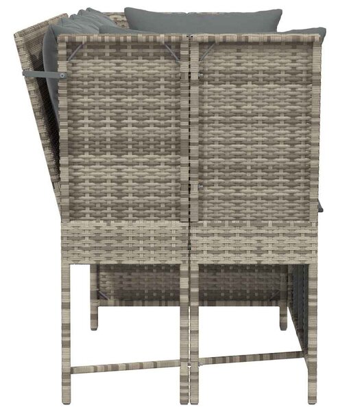 Világosszürke polyrattan kerti kanapé párnával