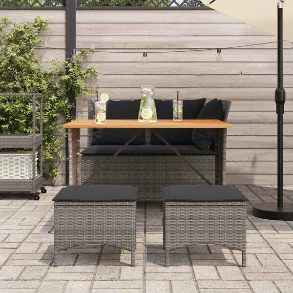 4 részes szürke polyrattan kerti étkezőszett párnával