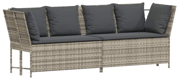 Világosszürke polyrattan kerti kanapé párnával