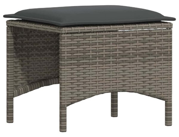 4 részes szürke polyrattan kerti étkezőszett párnával