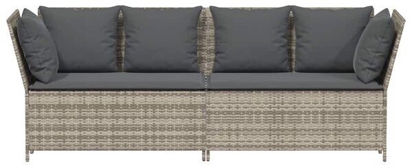 Világosszürke polyrattan kerti kanapé párnával