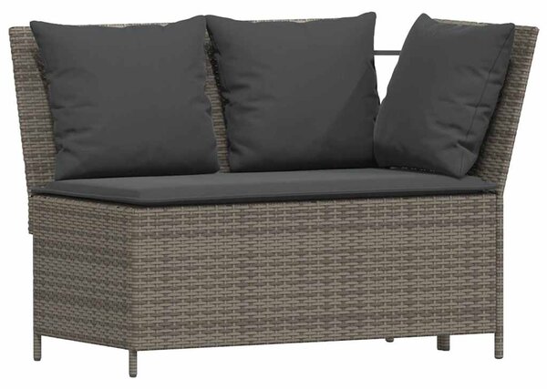 4 részes szürke polyrattan kerti étkezőszett párnával