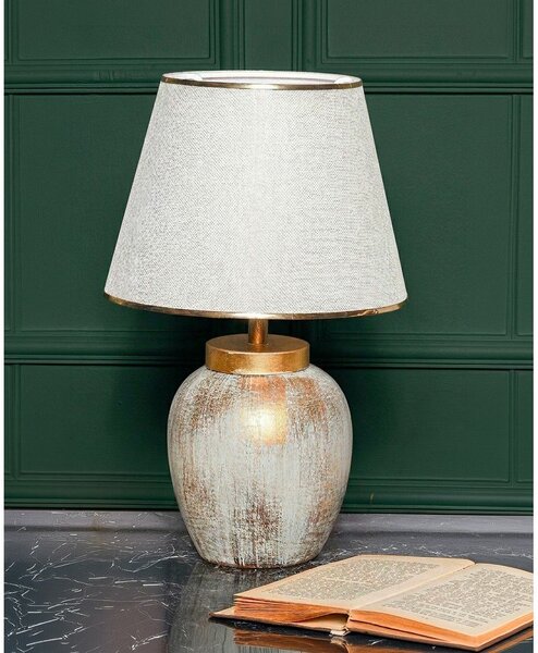 Krémszínű-aranyszínű asztali lámpa textil búrával (magasság 47 cm) Yakamoz – Opviq lights