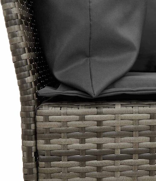 4 részes szürke polyrattan kerti étkezőszett párnával