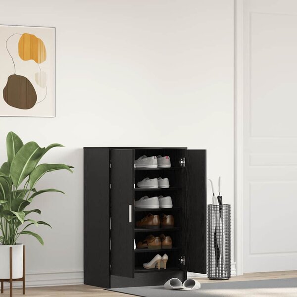 Fekete tölgy szerelt fa cipőszekrény 60x35x92 cm