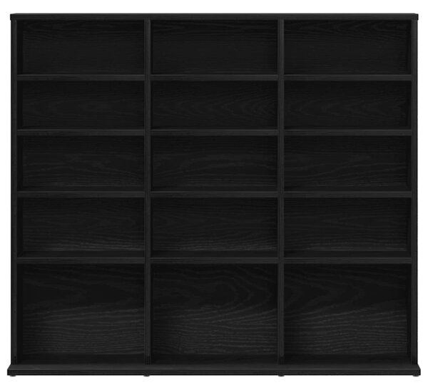 Fekete tölgyszínű szerelt fa CD-szekrény 100x23x89,5 cm