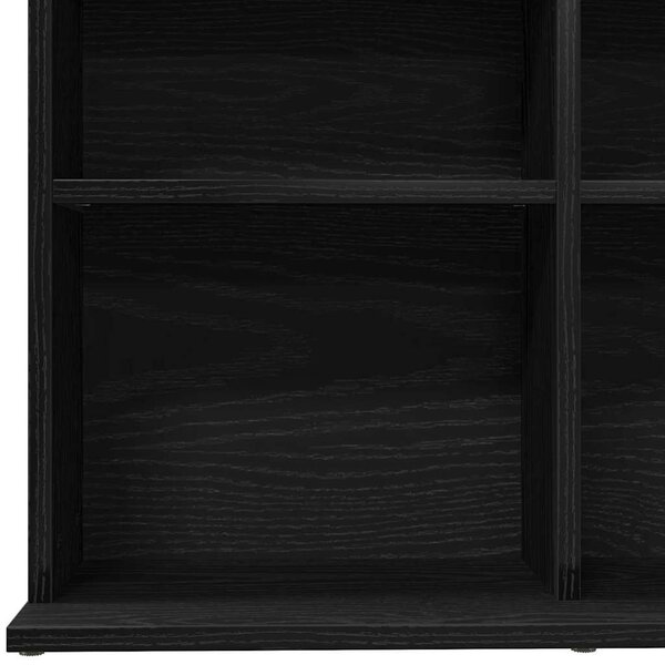 Fekete tölgyszínű szerelt fa CD-szekrény 100x23x89,5 cm