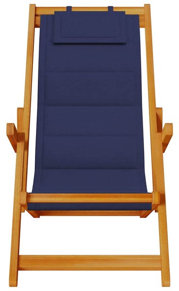 Kék akácfa & textilene összecsukható strandszék karfával