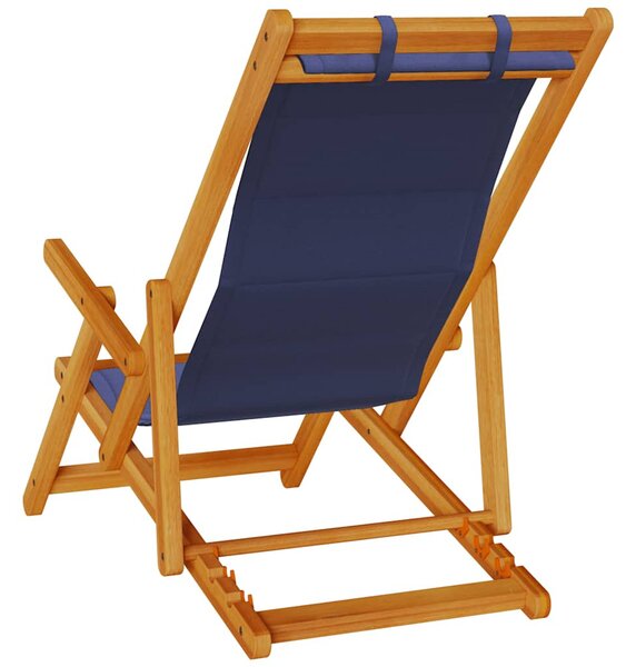 Kék akácfa & textilene összecsukható strandszék karfával