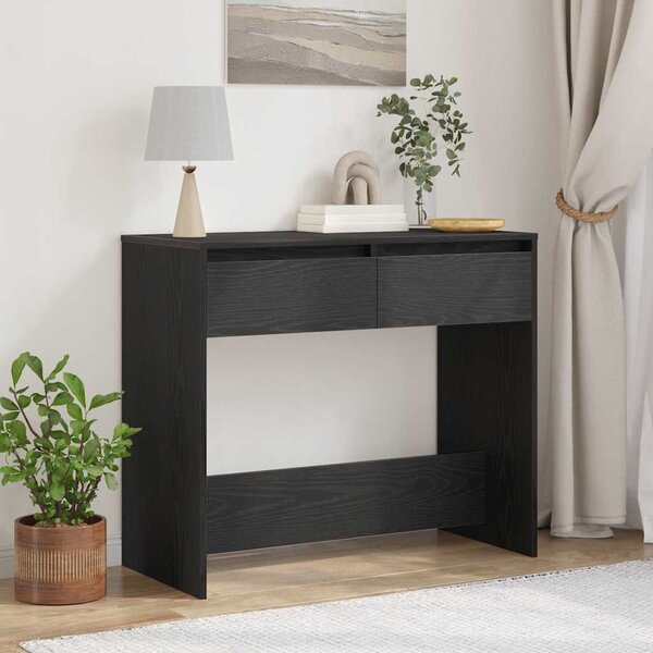 Fekete tölgyszínű szerelt fa dohányzóasztal 89x41x76,5 cm