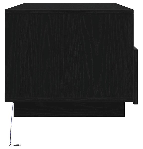 Fekete tölgyszínű dohányzóasztal LED-lámpákkal 90x49x40 cm