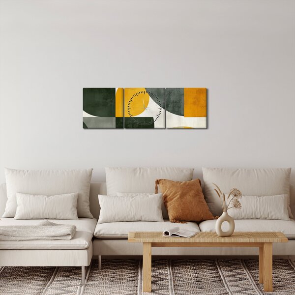 Kép - Olívazöld absztrakció (órával) (90x30 cm)