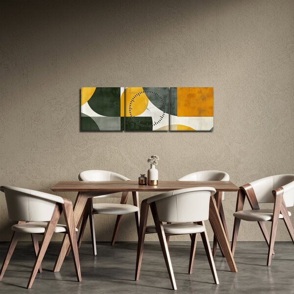 Kép - Olívazöld absztrakció (órával) (90x30 cm)
