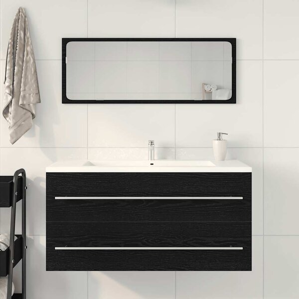 Fekete tölgy szerelt fa mosdószekrény 100x38,5x48 cm