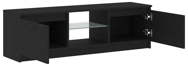 Fekete tölgy szerelt fa TV-szekrény LED-ekkel 120x30x36 cm