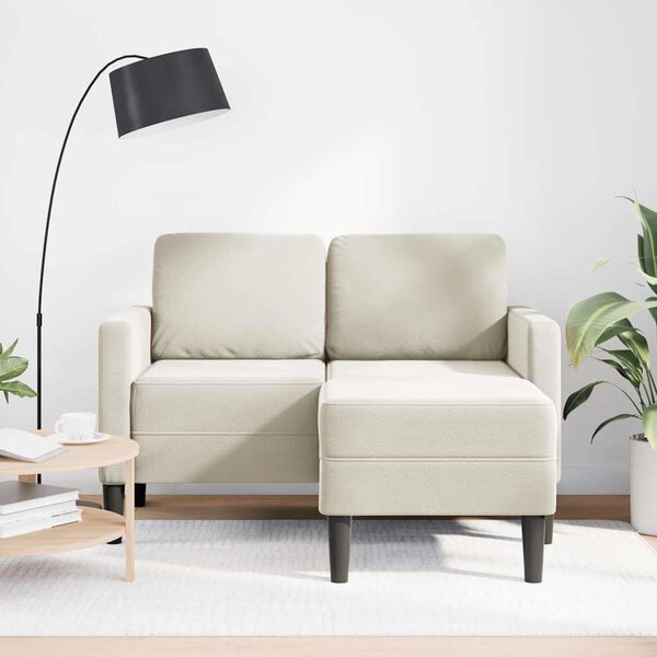 Krémszínű bársony 2 üléses kanapé L-alakú kanapéval 125 cm