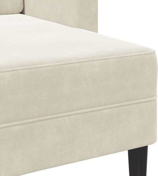 Krémszínű bársony 2 üléses kanapé L-alakú kanapéval 125 cm